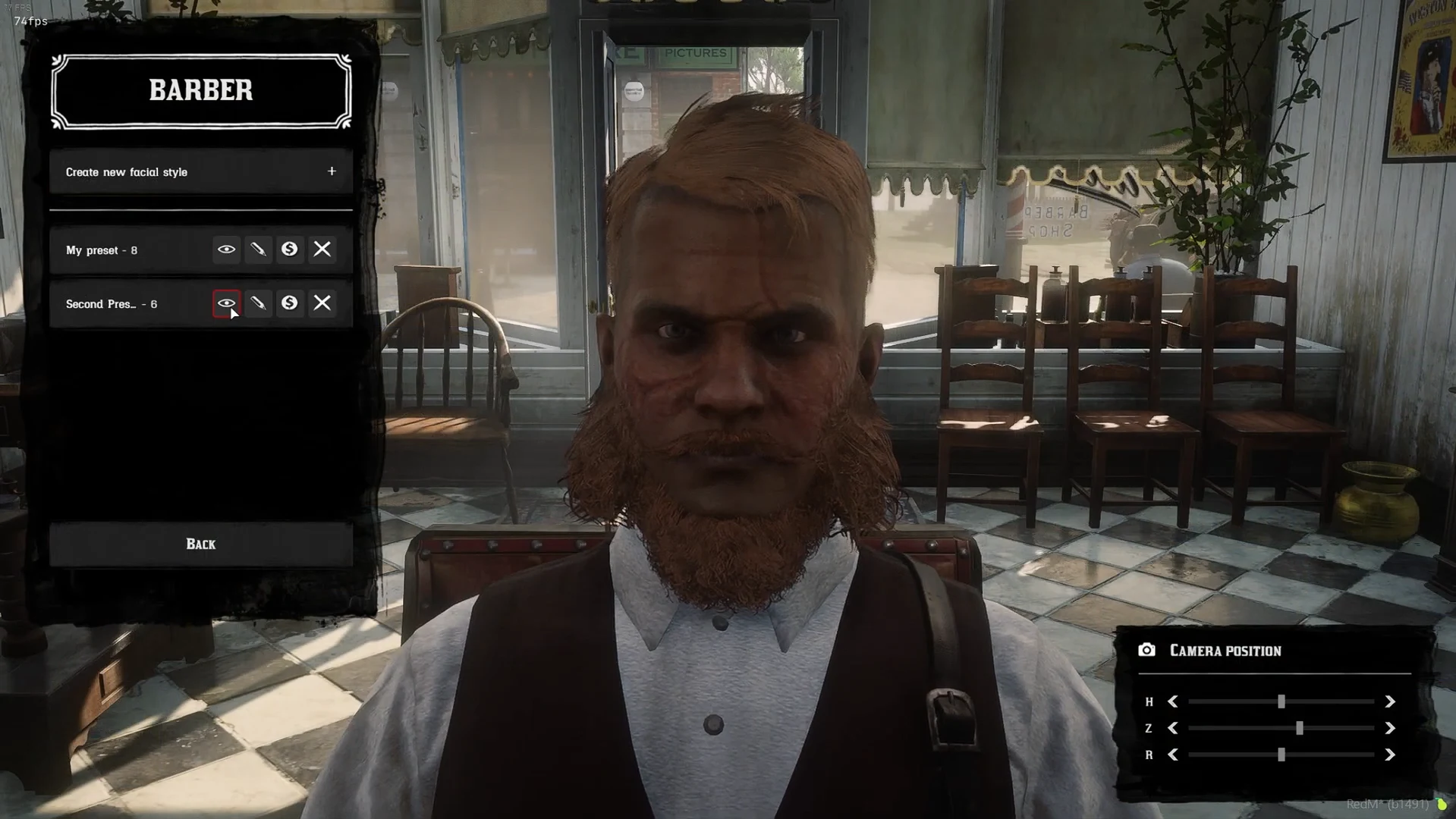 Barber menu with two saved facial-style entries and their action icons