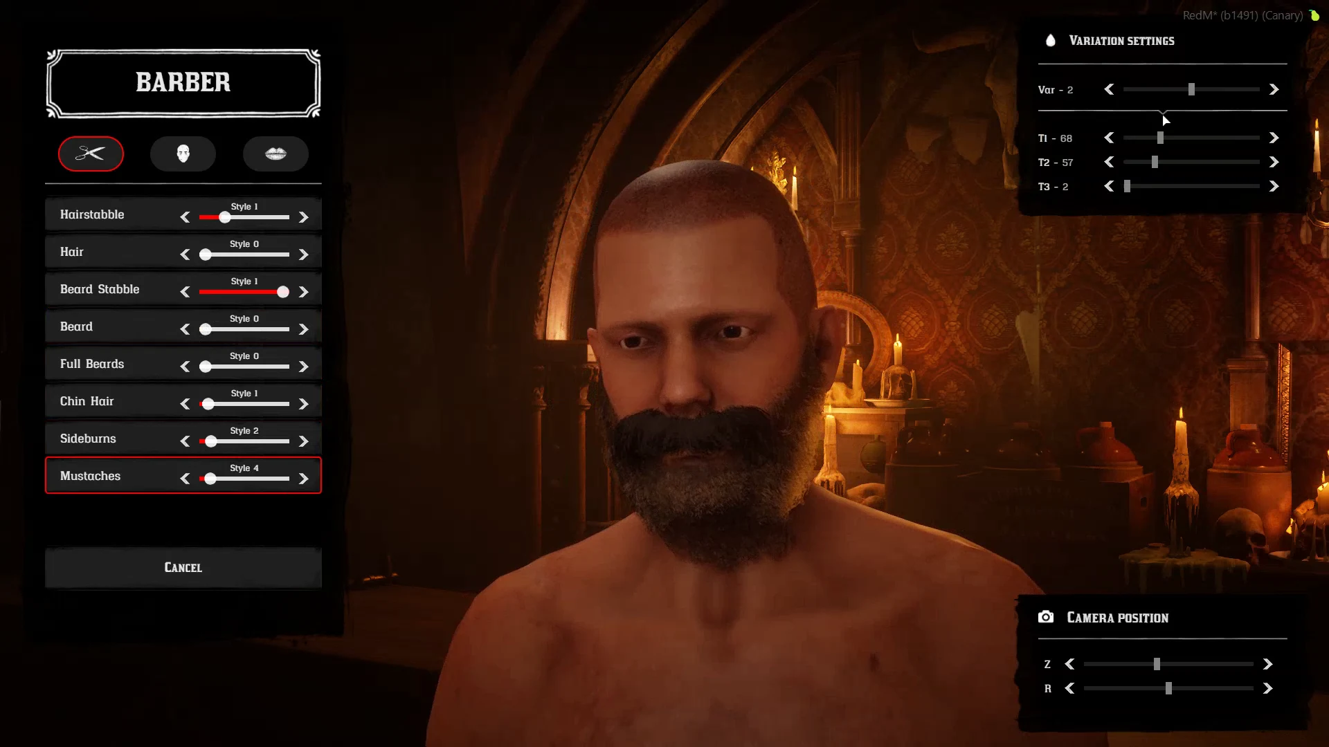 Barber integration showing hairstyle categories and variation controls