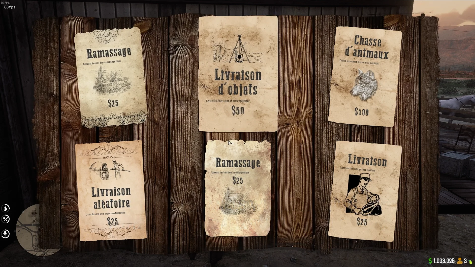 Job Board showing illustrated job posters with descriptions and displayed rewards
