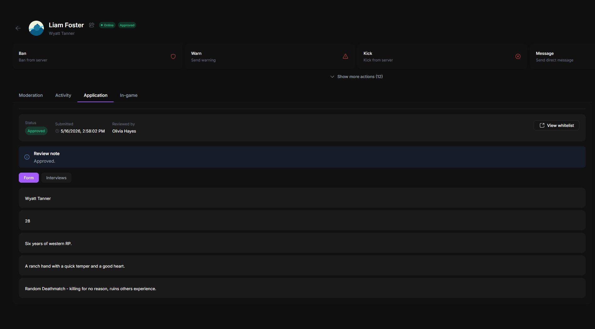 MyServer player profile whitelist application